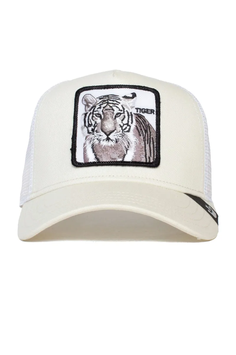 Unisex White Tiger Trucker Hat sold by Below the Belt