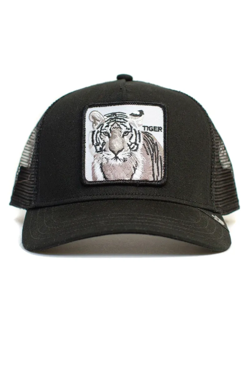 Unisex White Tiger Trucker Hat sold by Below the Belt