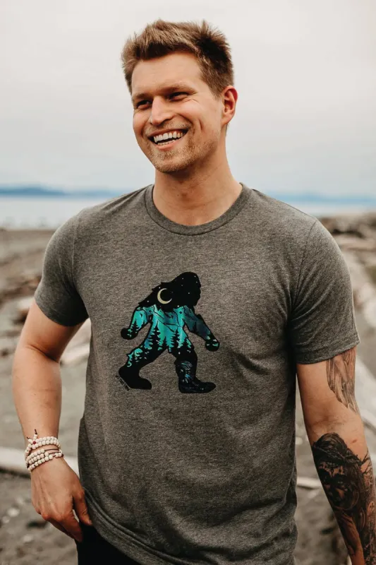 Sasquatch Northern Lights Tee sold by Below the Belt