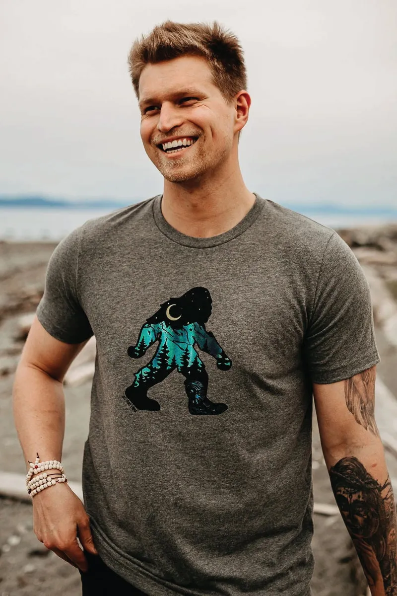 Sasquatch Northern Lights Tee sold by Below the Belt