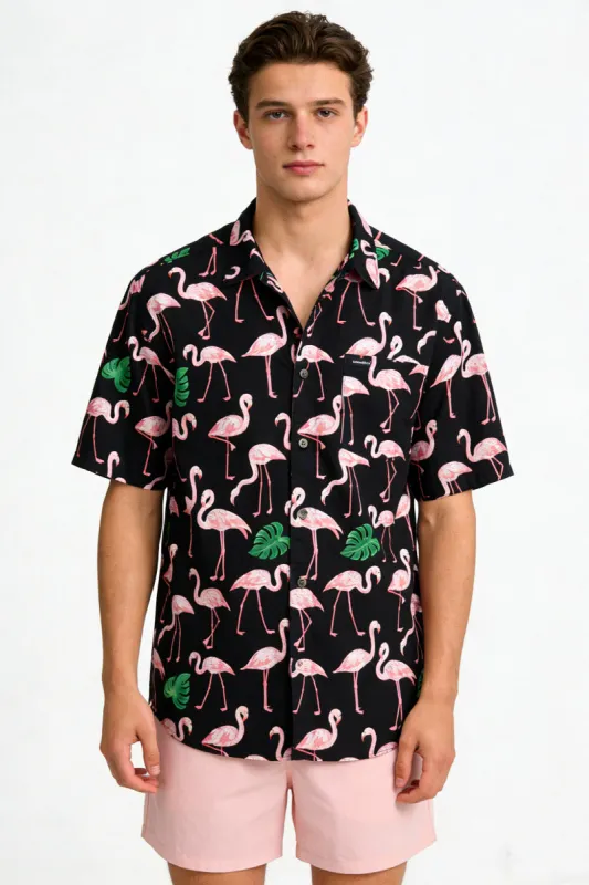Flamingo Garden short Sleeve Shirt made by IslandHaze