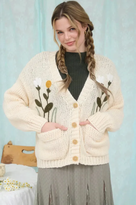 Floral Embroidery Cardigan made by Below the Belt