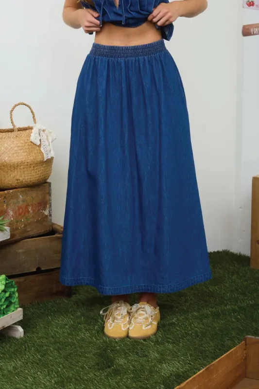 Everyday Denim Maxi Skirt made by Blu Pepper