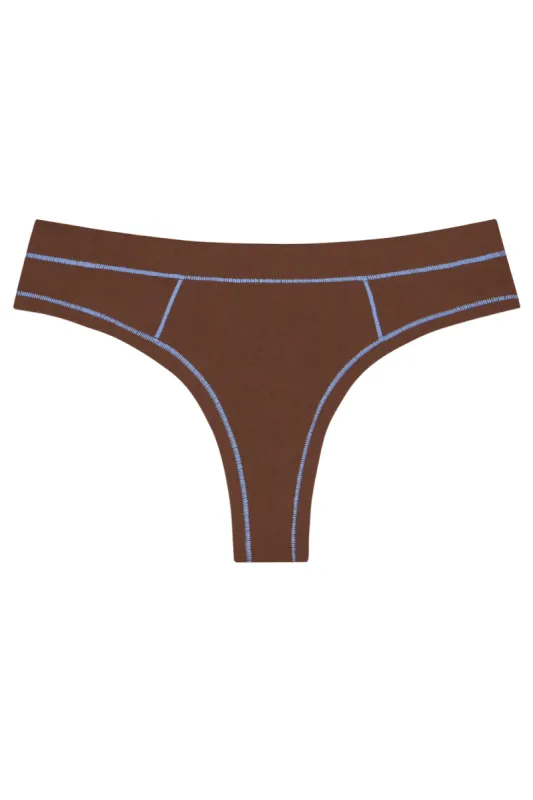 Thong - Brown / Sky Blue sold by Below the Belt