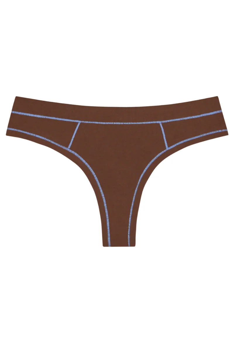 Thong - Brown / Sky Blue sold by Below the Belt