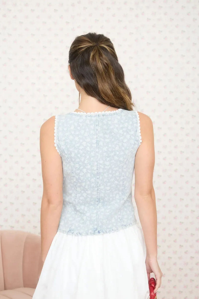 Aubrey Floral Denim Vest sold by Below the Belt product image thumbnail 3