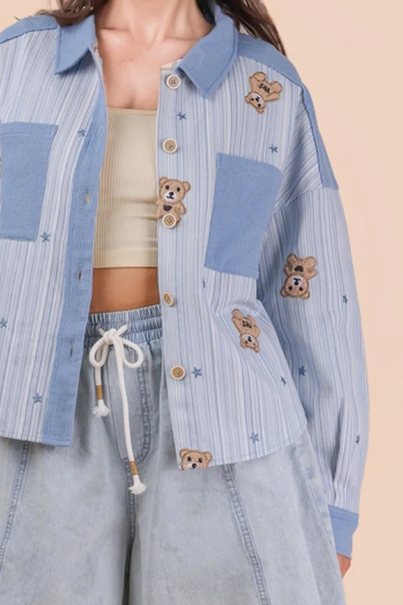 Teddy Bear Patch Shacket sold by Below the Belt product image thumbnail 4