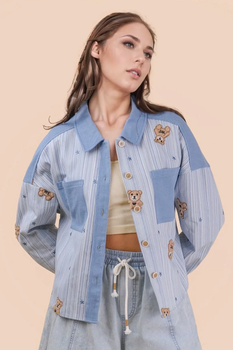 Teddy Bear Patch Shacket sold by Below the Belt product image thumbnail 2