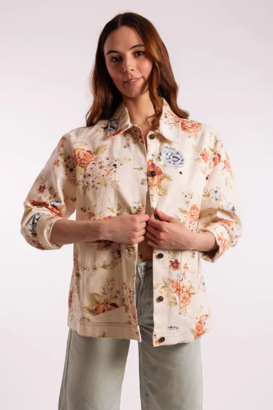 Floral Denim Jacket made by Blu Pepper