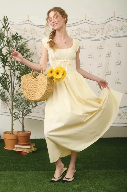Sunlit Mix Media Midi Dress made by Blu Pepper
