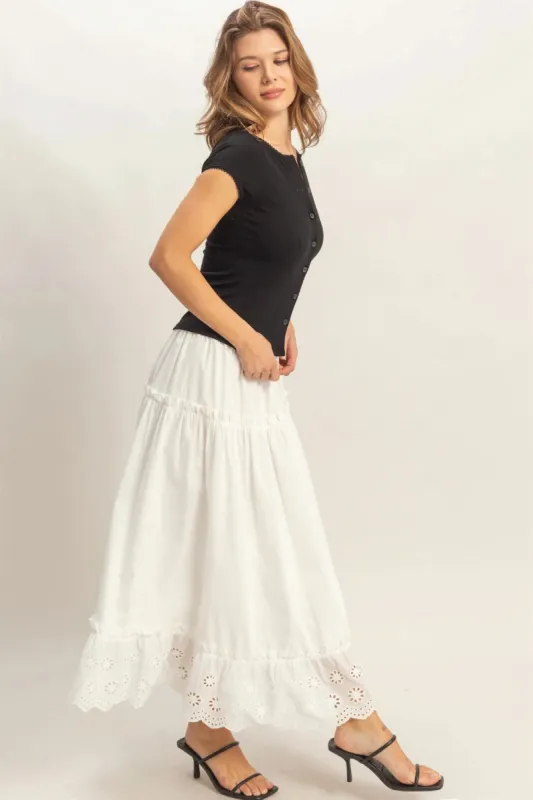 Tiered Eyelet Maxi Skirt made by Double Zero