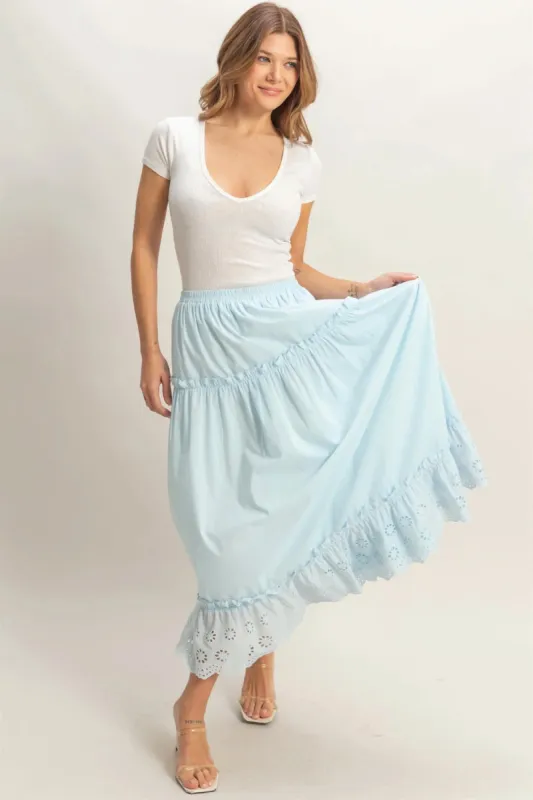 Tiered Eyelet Maxi Skirt made by Double Zero