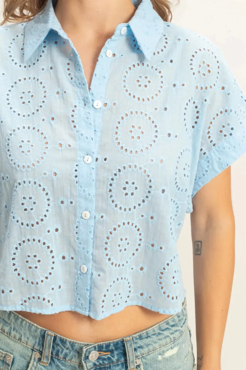 Eyelet Cropped Button Up sold by Below the Belt product image thumbnail 4