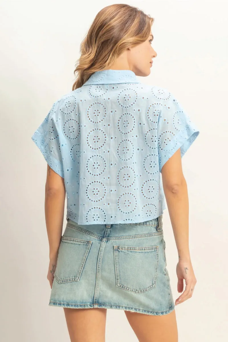 Eyelet Cropped Button Up sold by Below the Belt product image thumbnail 3