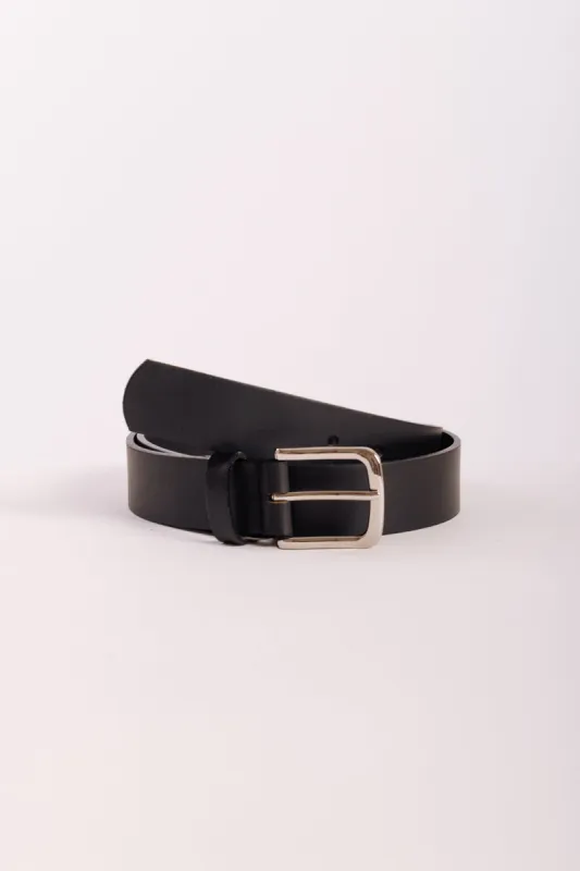 Leather Belt with Nickel Buckle made by Below the Belt