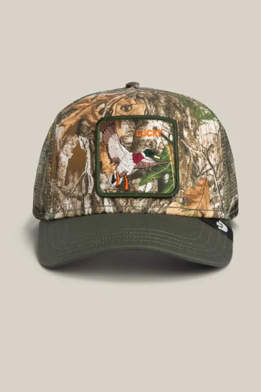 Unisex Realtree Edge Lucky Duck Trucker Hat made by Goorin Bros