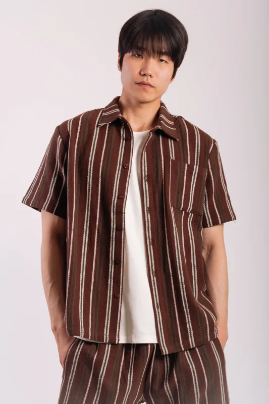 Textured Stripe Short Sleeve Shirt made by Kuwallatee