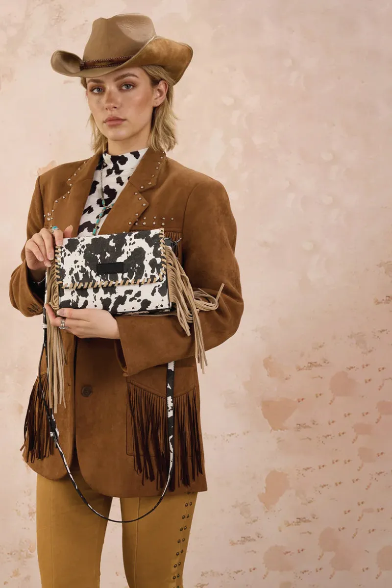 Cow Print Fringe Crossbody Bag sold by Below the Belt product image thumbnail 2