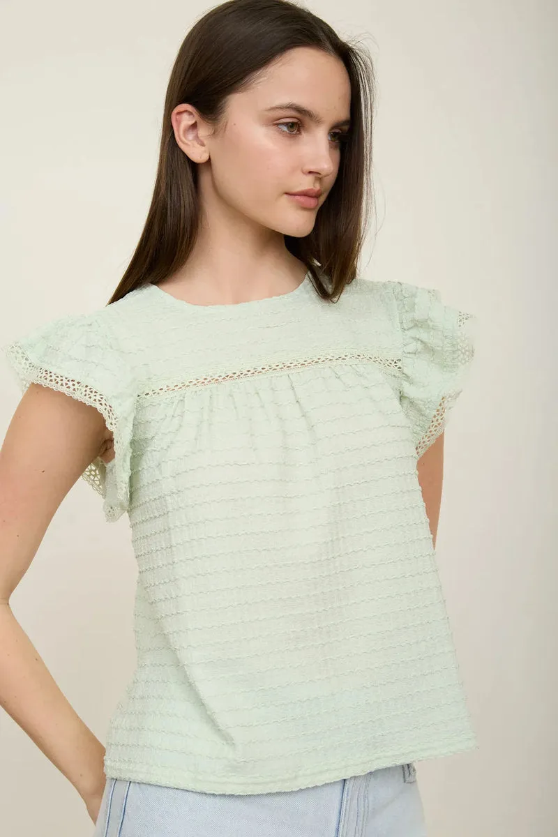 Fran Ruffle Sleeve Top sold by Below the Belt