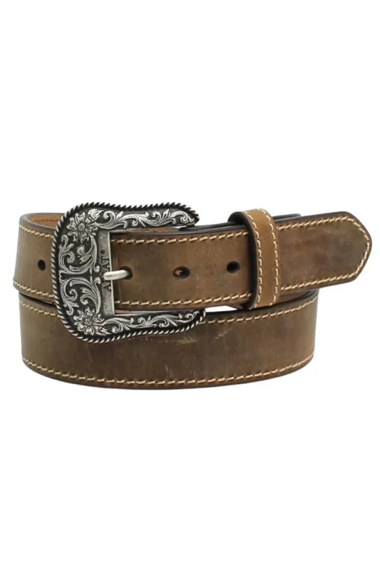 Distressed Heavy Stitch Belt made by Ariat