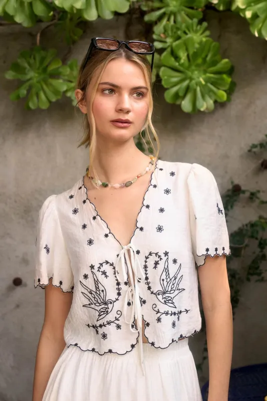 Birdy Tie Front Top made by Blu Pepper