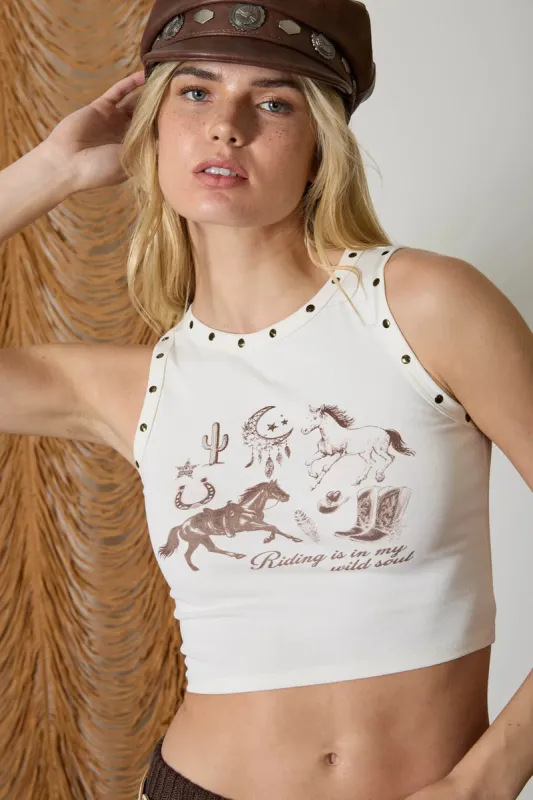 Western Stud Crop Top made by Blu Pepper
