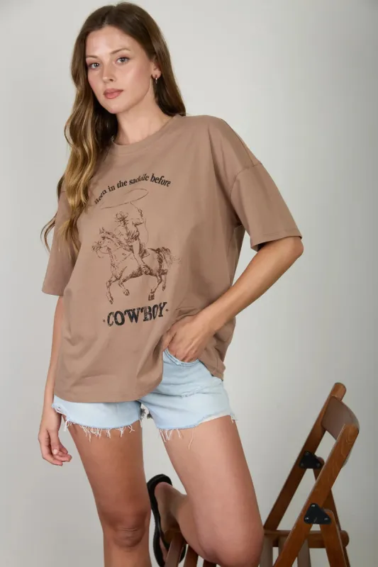Cowboy Oversized Graphic Tee made by Blu Pepper