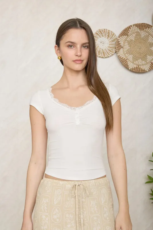 Lace Henley Tee made by Blu Pepper