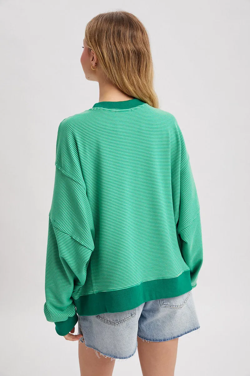 Striped Oversized Crew sold by Below the Belt product image thumbnail 2
