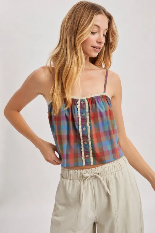 Rainbow Plaid Cami Top made by Wishlist