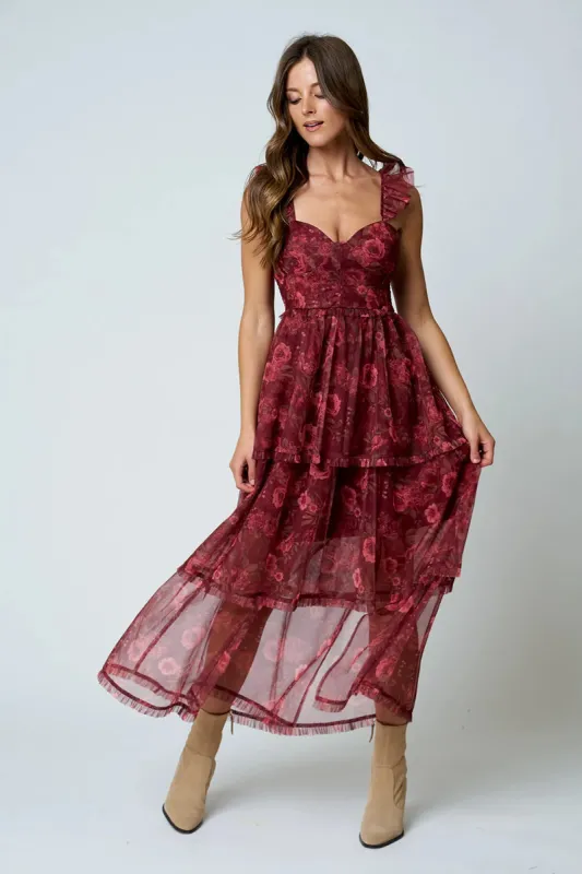 Floral Chiffon Midi Dress made by Blu Pepper