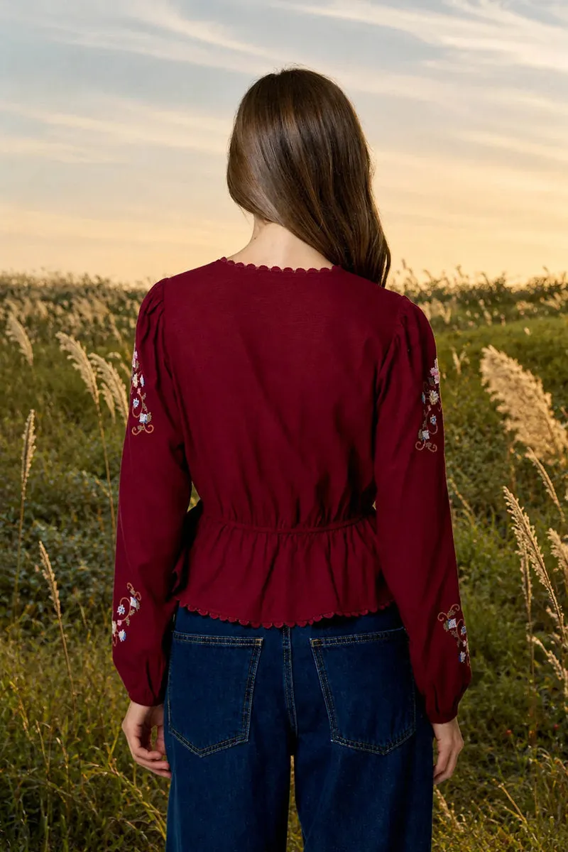 Floral Embroidery Long Sleeve Blouse sold by Below the Belt product image thumbnail 3