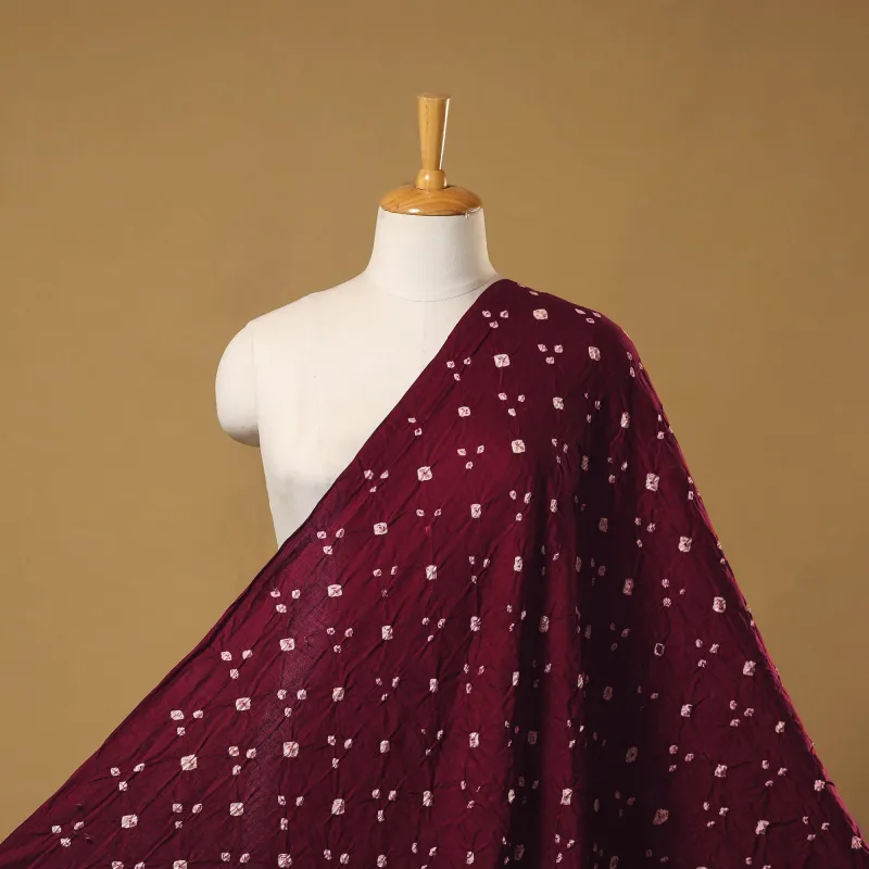 Maroon - Kutch Tie-Dye Cotton Bandhani Fabric 04 sold by Itokri