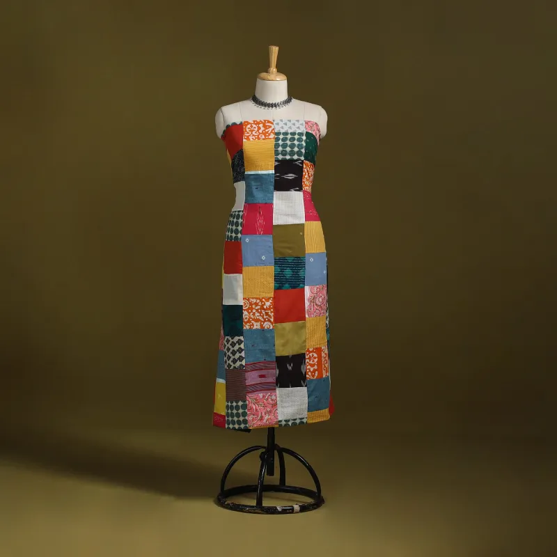 Multicolor - Hand-Stitched Mosaic Cotton Unstitched Kurta Material (2.55M) 41 sold by Itokri