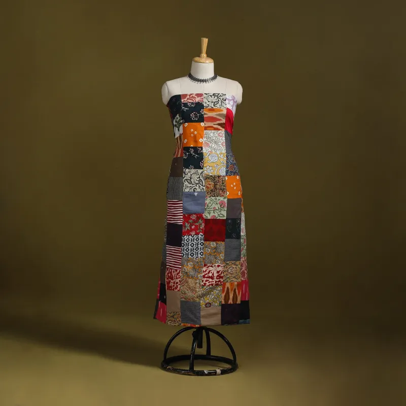 Multicolor - Hand-Stitched Mosaic Cotton Unstitched Kurta Material (2.6M) 42 sold by Itokri