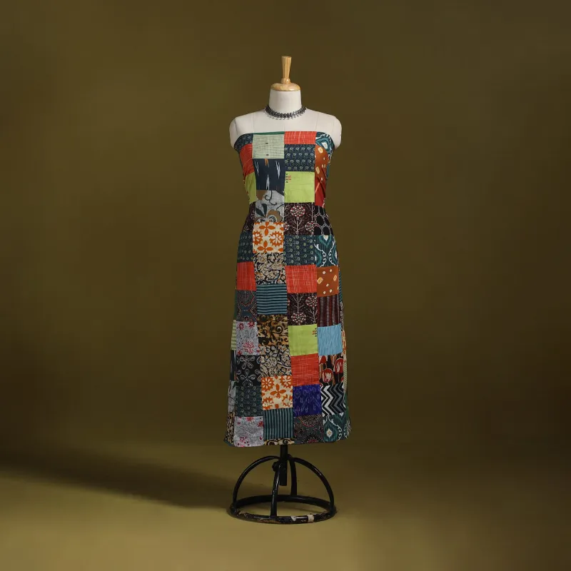 Multicolor - Hand-Stitched Mosaic Cotton Unstitched Kurta Material (2.5M) 51 sold by Itokri