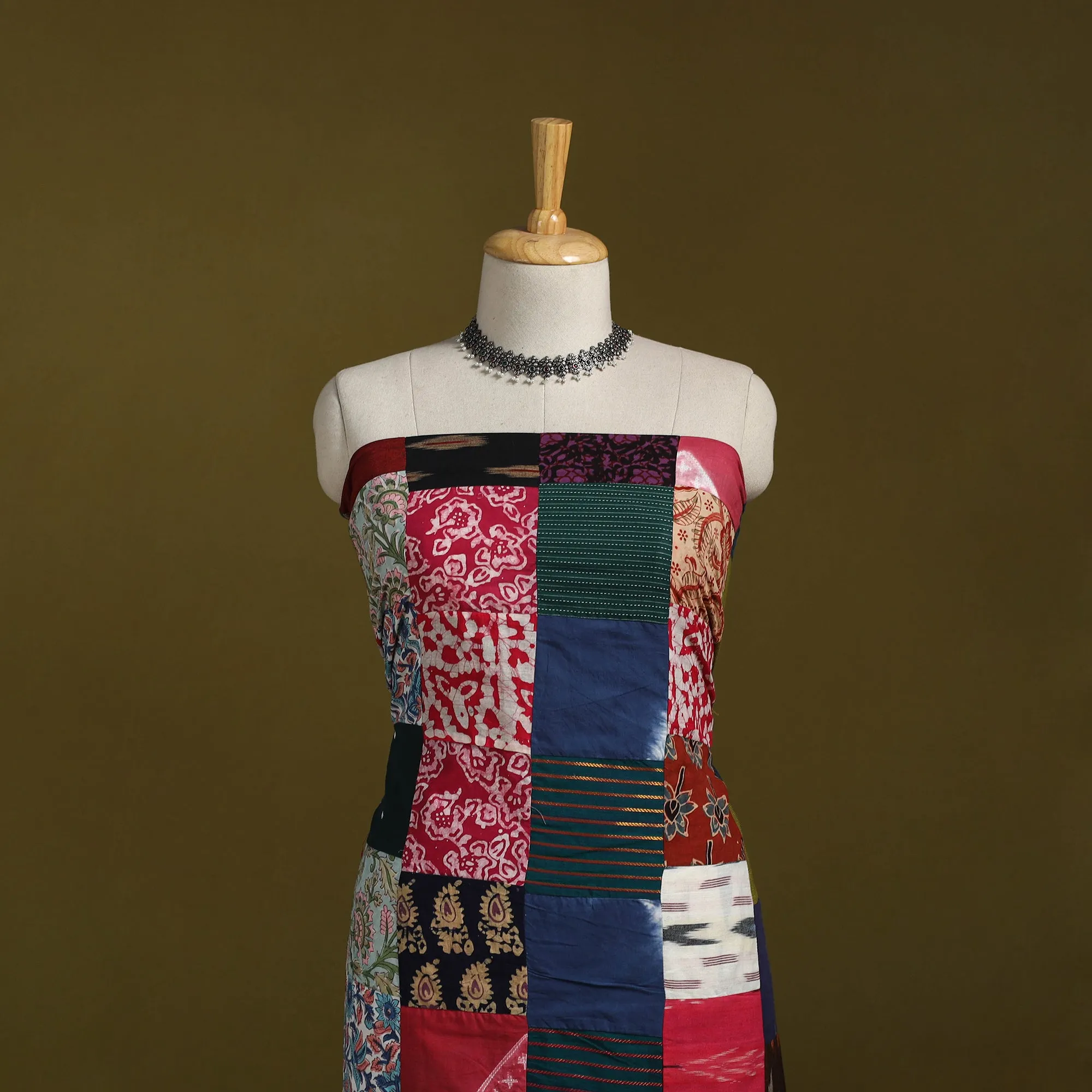 Multicolor - Hand-Stitched Mosaic Cotton Unstitched Kurta Material (2.5M) 47 sold by Itokri product image thumbnail 2