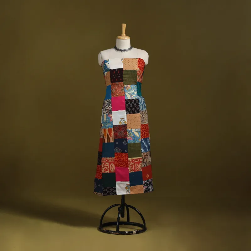 Multicolor - Hand-Stitched Mosaic Cotton Unstitched Kurta Material (2.5M) 45 sold by Itokri