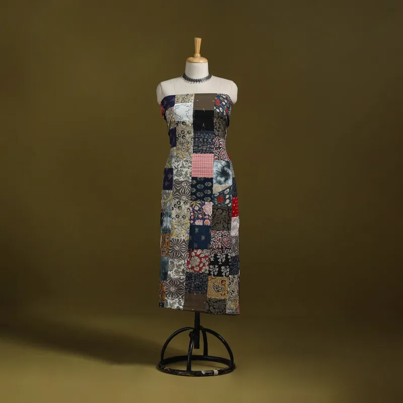 Multicolor - Hand-Stitched Mosaic Cotton Unstitched Kurta Material (2.5M) 40 sold by Itokri