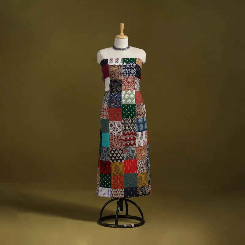 Multicolor - Hand-Stitched Mosaic Cotton Unstitched Kurta Material (3M) 34 sold by Itokri
