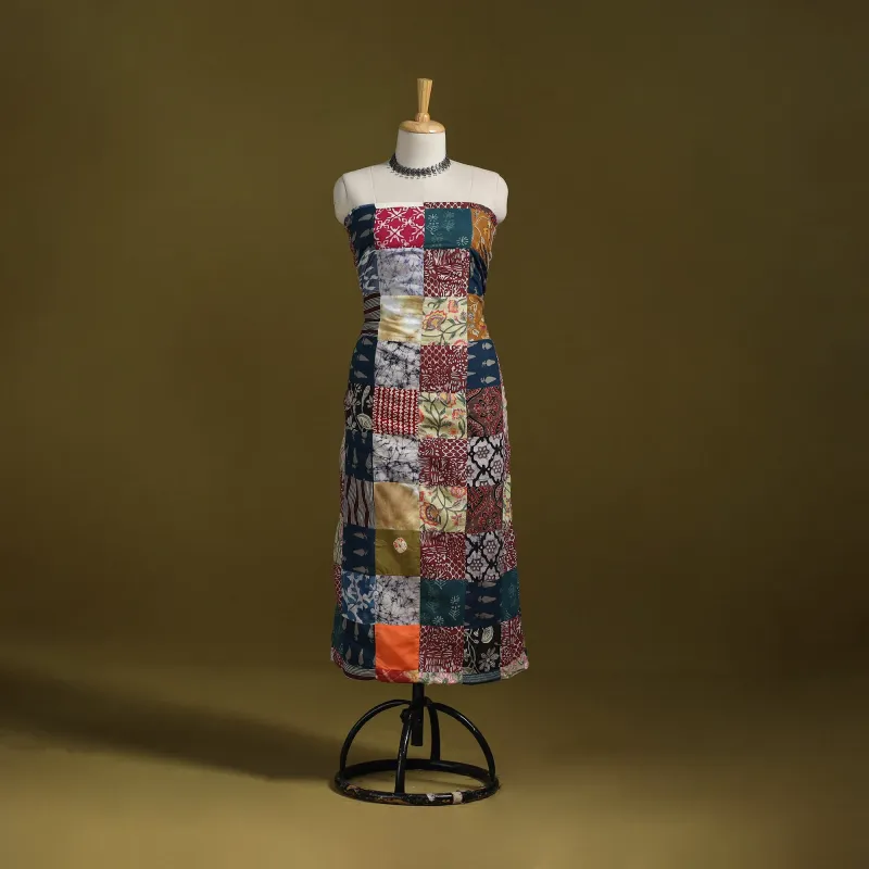 Multicolor - Hand-Stitched Mosaic Cotton Unstitched Kurta Material (2.7M) 32 sold by Itokri