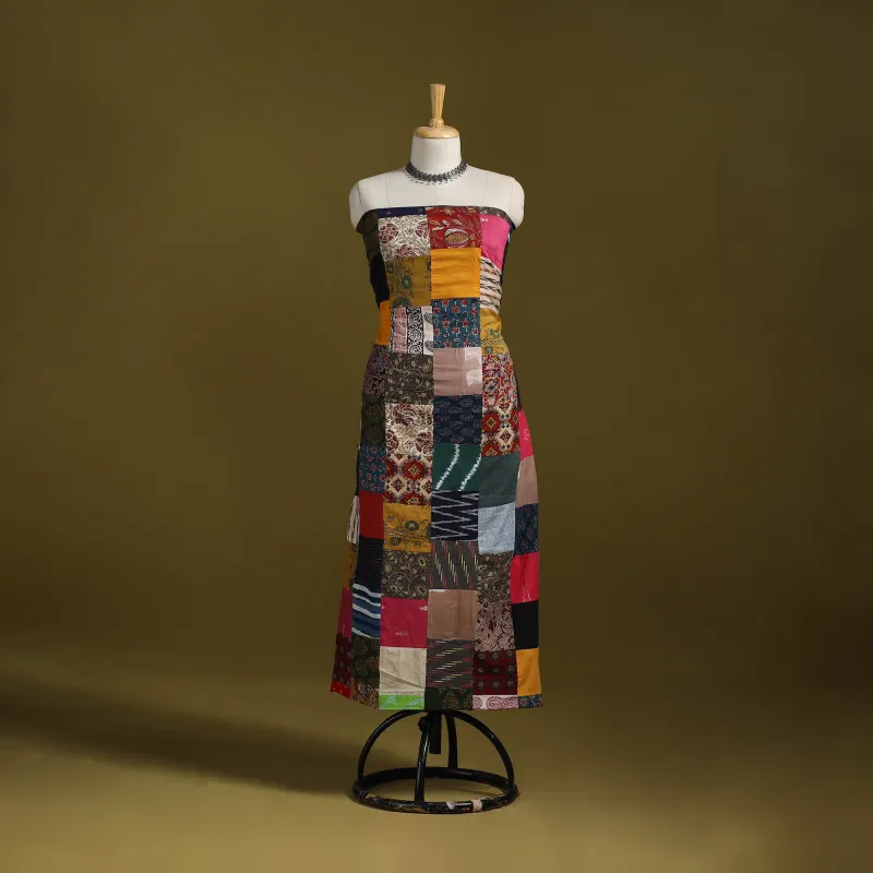 Multicolor - Hand-Stitched Mosaic Cotton Unstitched Kurta Material (3M) 28 sold by Itokri