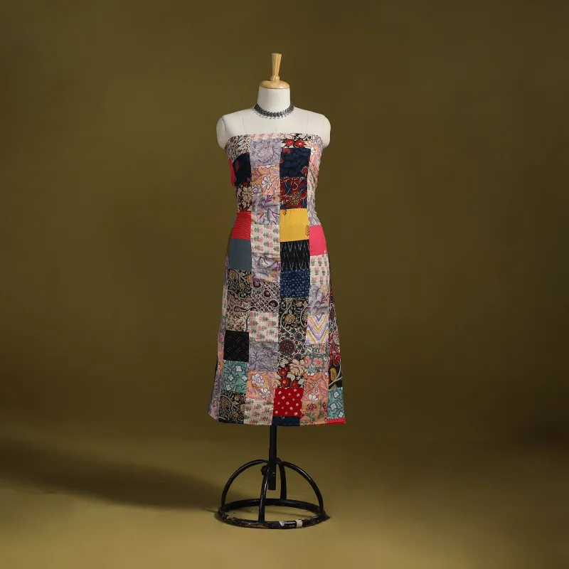 Multicolor - Hand-Stitched Mosaic Cotton Unstitched Kurta Material (2.5M) 27 sold by Itokri