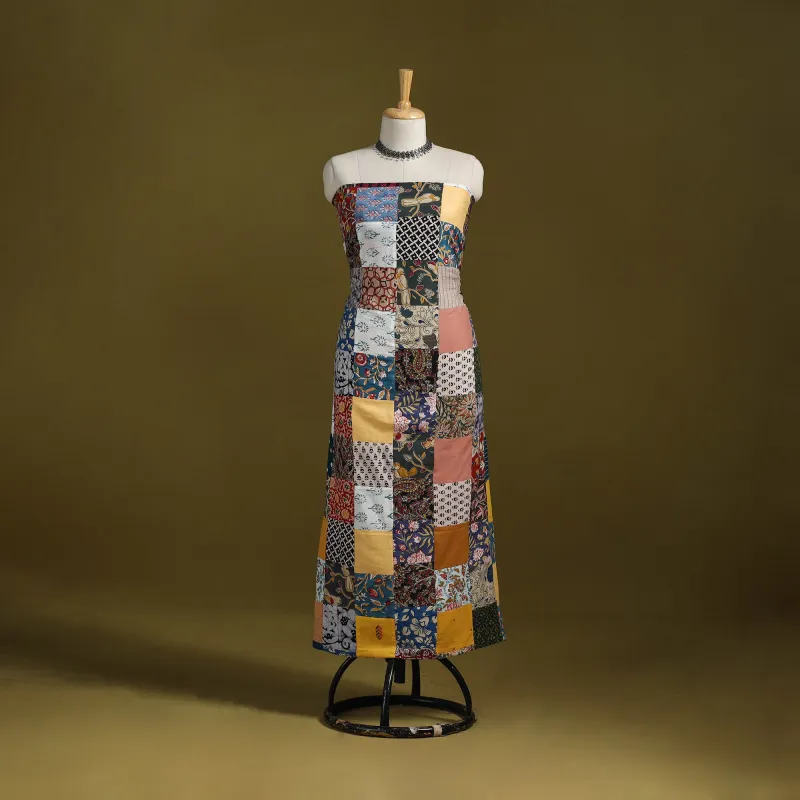 Multicolor - Hand-Stitched Mosaic Cotton Unstitched Kurta Material (2.75M) 23 sold by Itokri