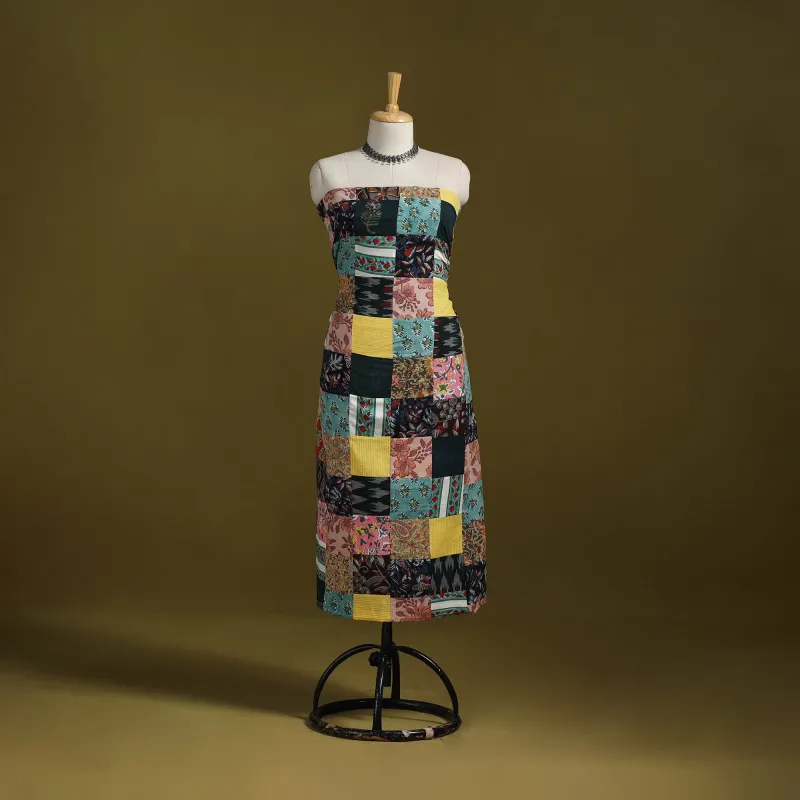 Multicolor - Hand-Stitched Mosaic Cotton Unstitched Kurta Material (2.6M) 20 sold by Itokri