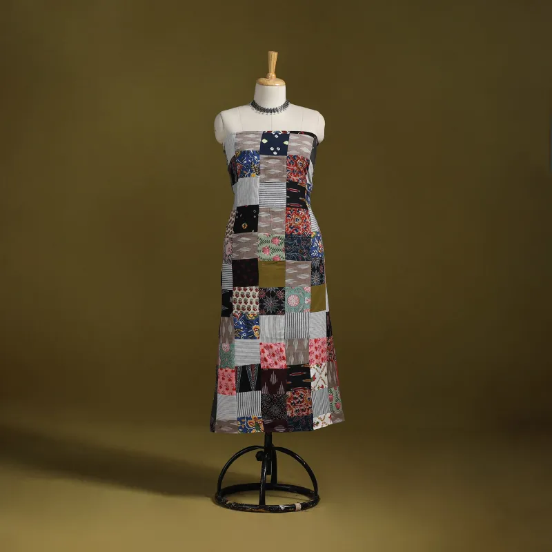 Multicolor - Hand-Stitched Mosaic Cotton Unstitched Kurta Material (2.6M) 16 sold by Itokri