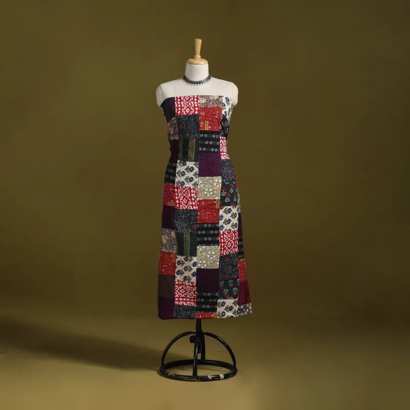 Multicolor - Hand-Stitched Mosaic Cotton Unstitched Kurta Material (2.5M) 14 sold by Itokri