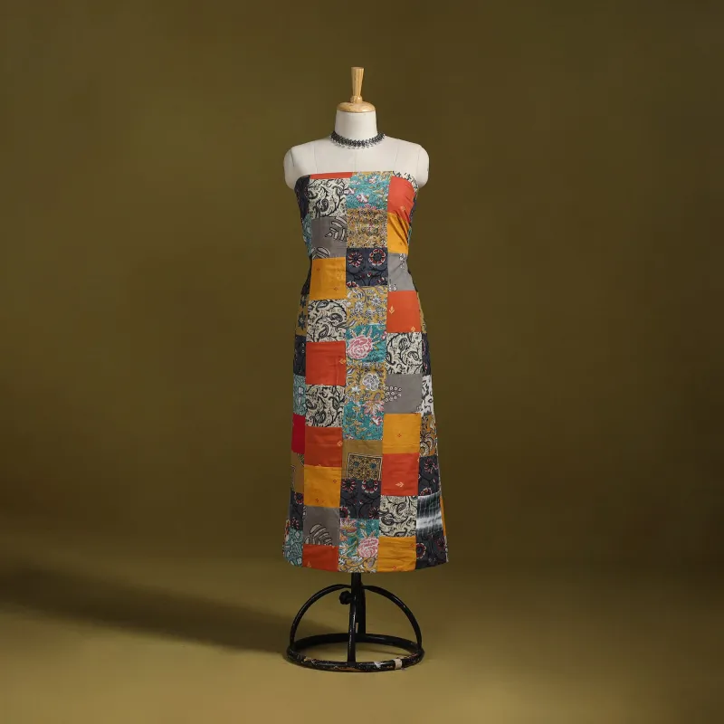 Multicolor - Hand-Stitched Mosaic Cotton Unstitched Kurta Material (2.55M) 10 sold by Itokri