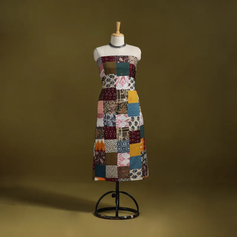 Multicolor - Hand-Stitched Mosaic Cotton Unstitched Kurta Material (2.6M) 02 sold by Itokri
