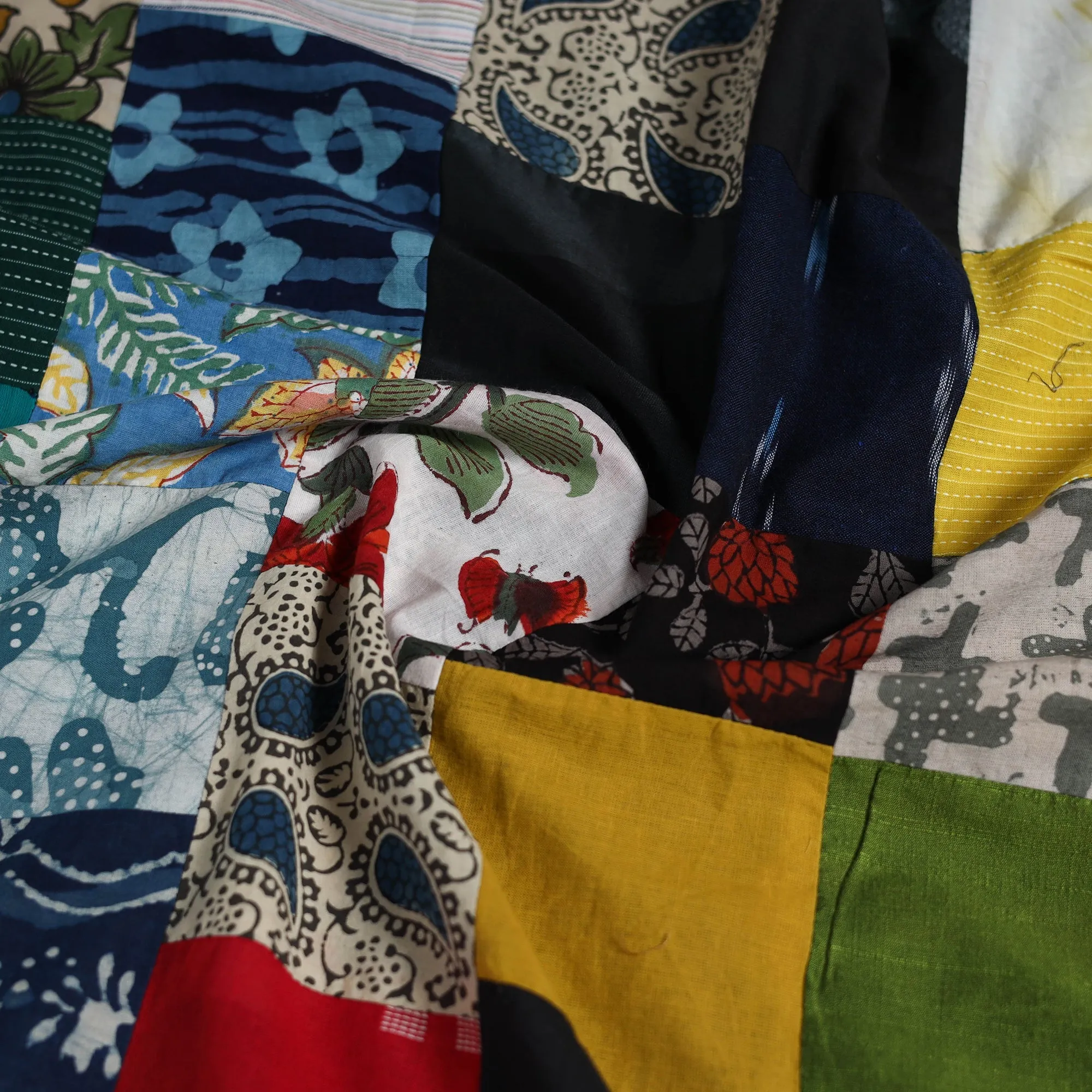 Multicolor - Hand-Stitched Mosaic Cotton Unstitched Kurta Material (2.5M) 01 sold by Itokri product image thumbnail 4